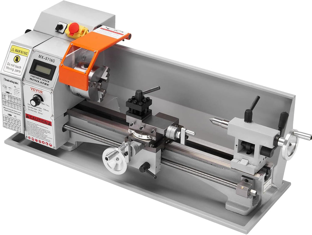 Mini Metal Lathe Machine, 7'' x 16'', 800W Precision Benchtop Power Metal Lathe H609