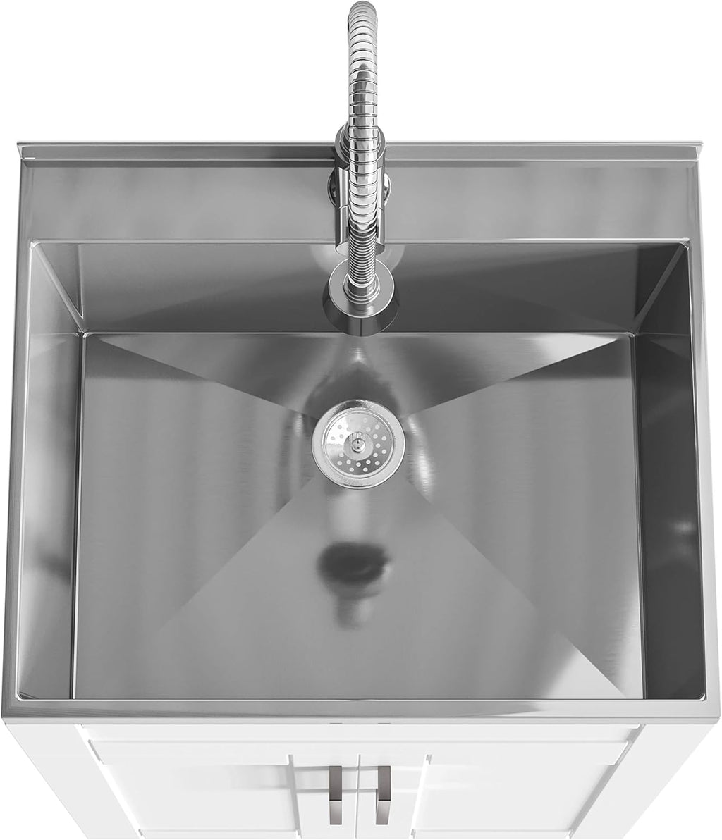 24 inch Laundry Cabinet with Faucet and Stainless Steel Sink U35261