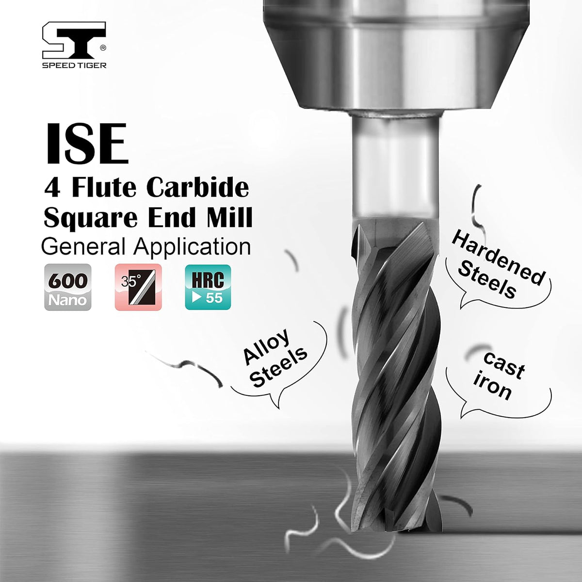 Carbide Square End Mill 4 Flute 5 Pieces 1/2 P2174