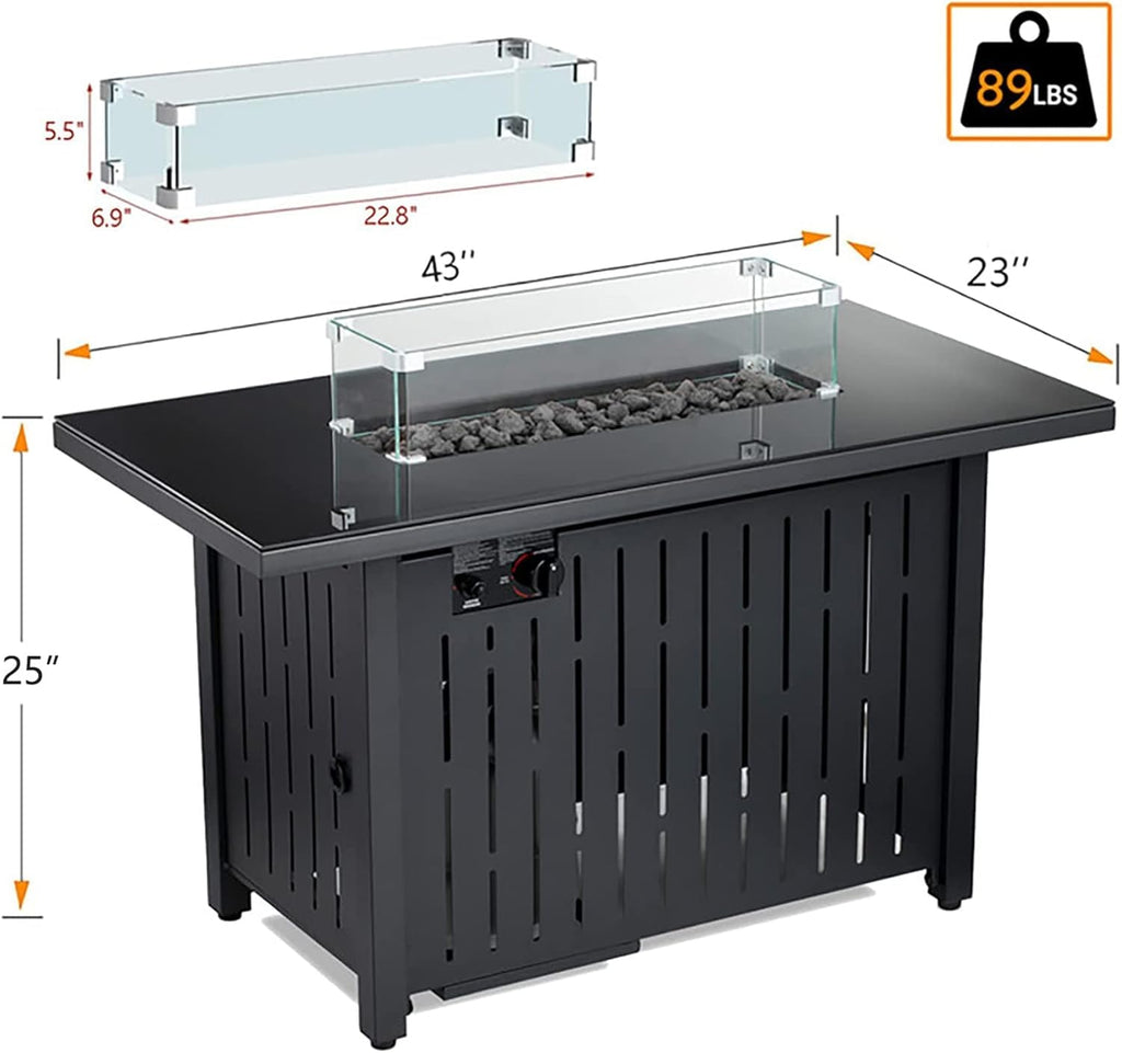 28 in 50,000 BTU Propane Gas Fire Pit Table with Volcanic Rock W5347