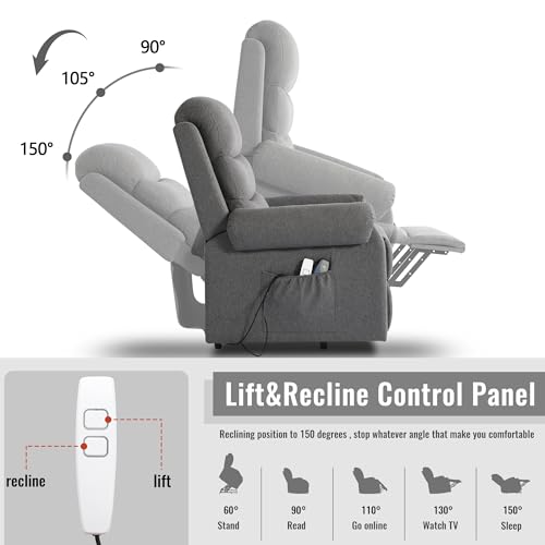 Dark Blue Power Lift Recliner Chair with Heat and Massage W446413