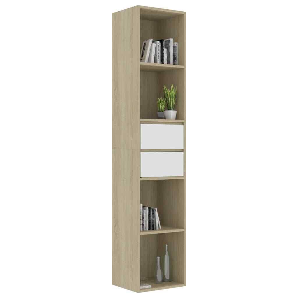 White and Sonoma Oak Chipboard Book Cabinet V59089