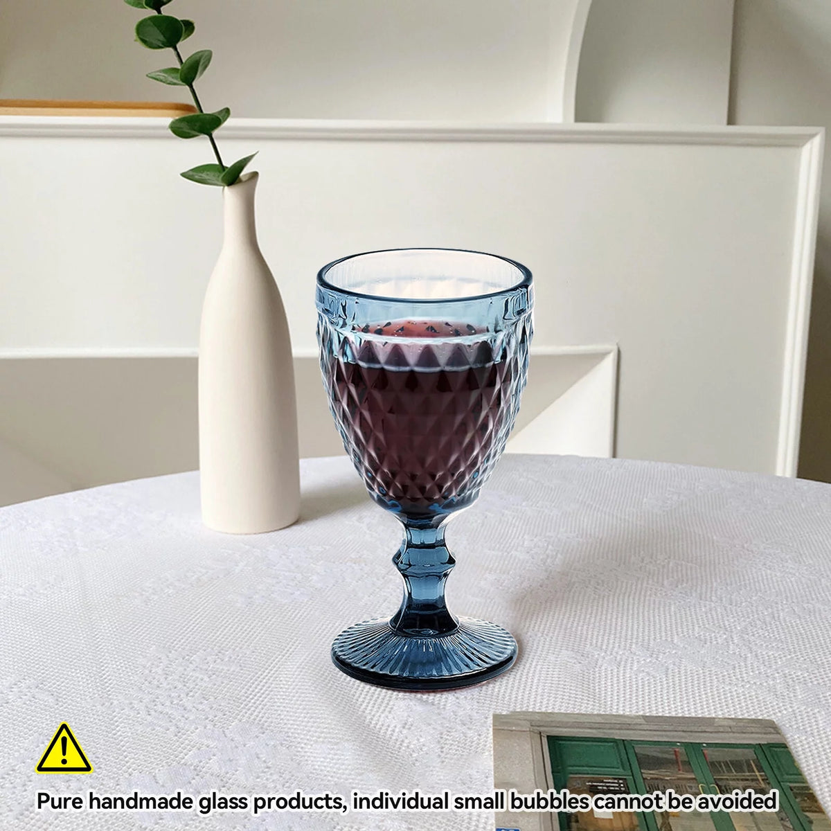 6pcs Blue Glass Goblet Wine Goblet 8 oz D878520