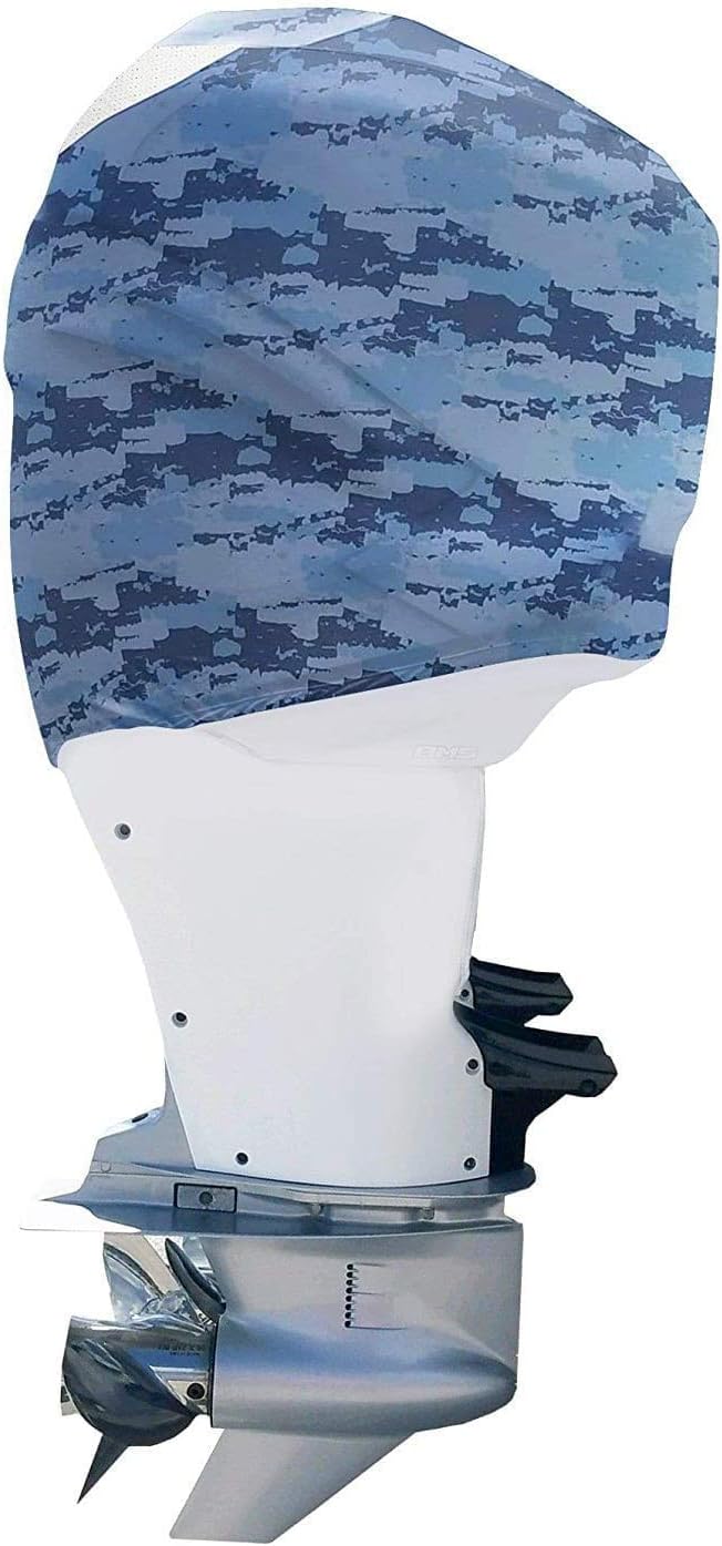 Blue Digital Camo Outboard Motor Cover S475