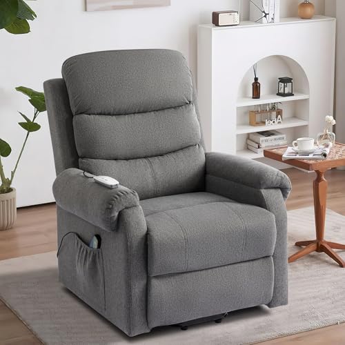 Dark Blue Power Lift Recliner Chair with Heat and Massage W446413