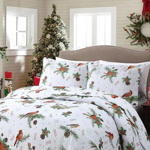 3 Piece King Christmas Quilt Set L410