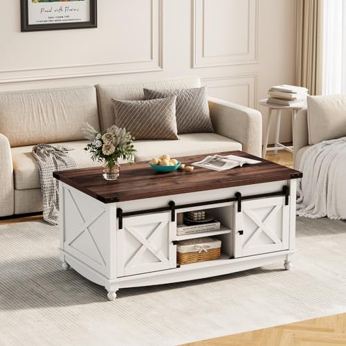White Lift Top Coffee Table with Storage V3863