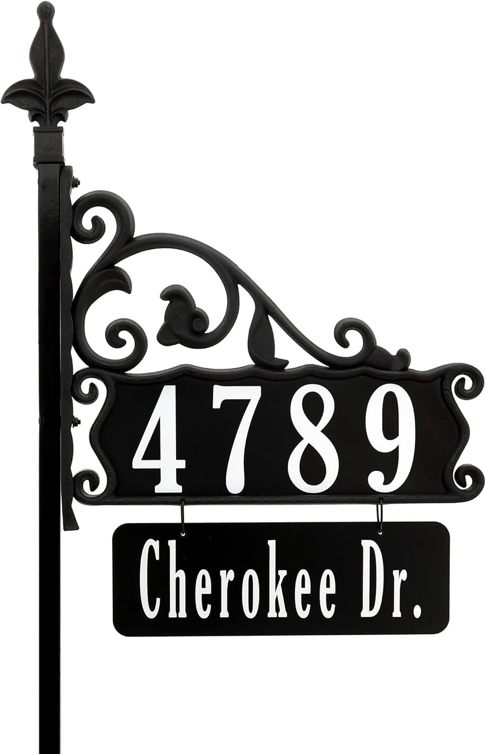 Handcrafted Double-Sided Reflective Home Address Sign with 58” Pole M65593