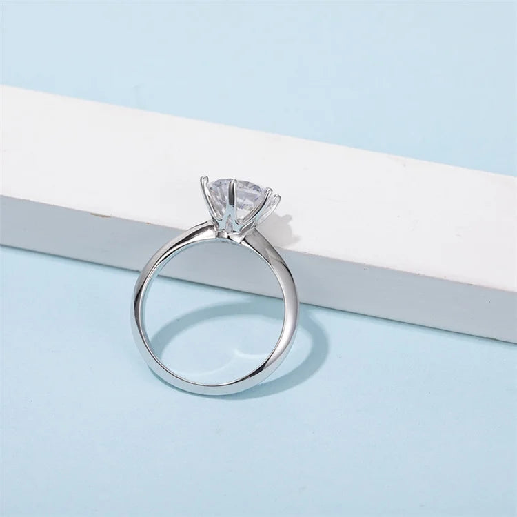 Platinum Plated Silver Solitaire Engagement Ring F561