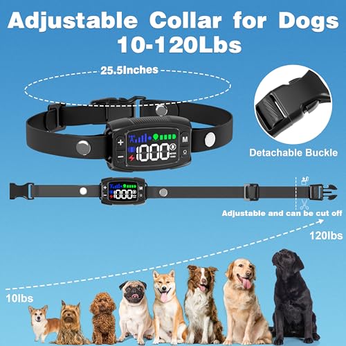 Wireless Dog Fence System, Rechargeable IPX6 Waterproof Collar, 33Yd-1000Yd Range C5773