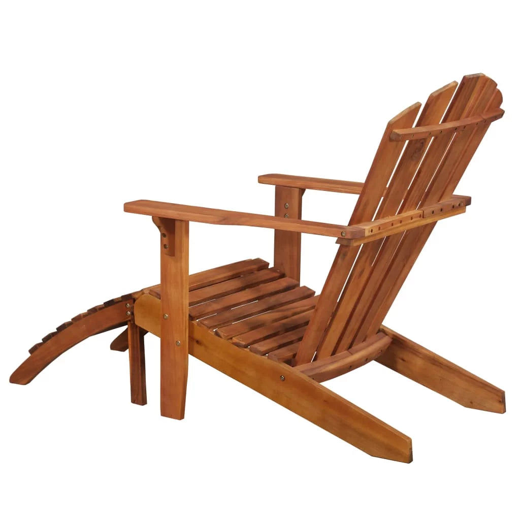 Brown Acacia Wood Adirondack Chair with Footrest N54839