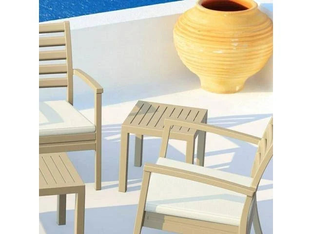 Taupe Square Resin Patio Side Table I9648