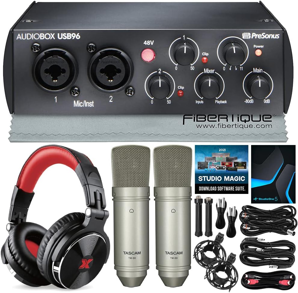 USB Audio Interface with Two Condenser Microphones and Headphones U297