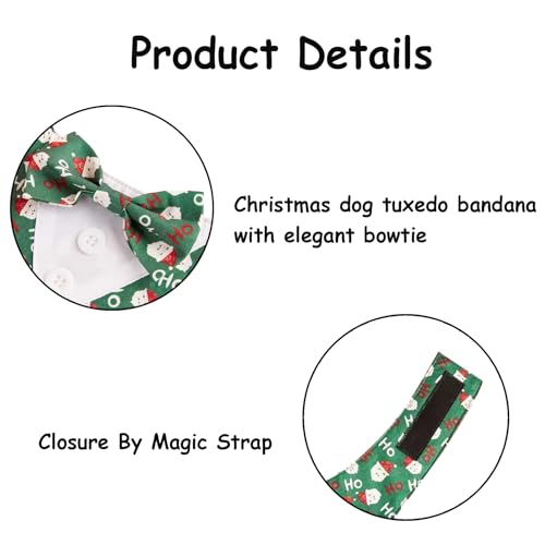 Green Plaid Dog Bandana with Bow Tie U5247