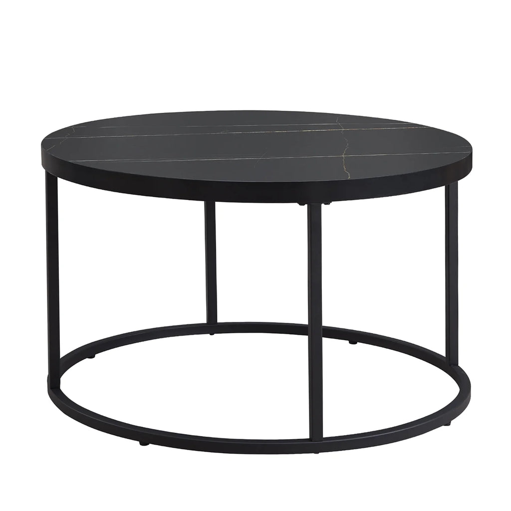 Black Marble Round Coffee Table Ottoman C234