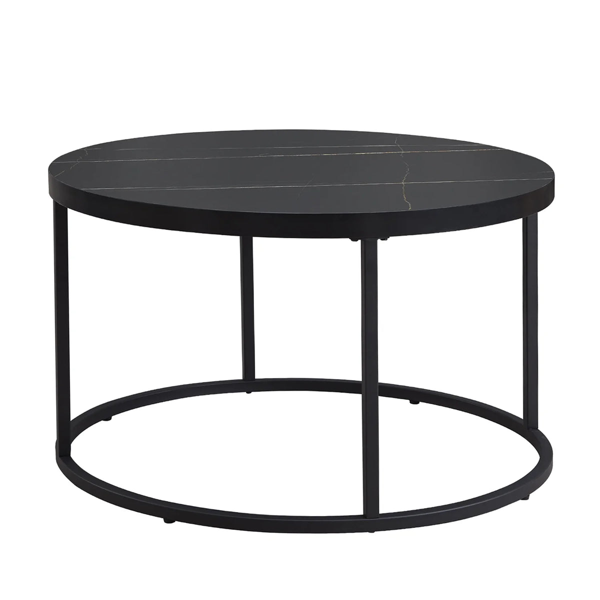 Black Marble Round Coffee Table Ottoman C234