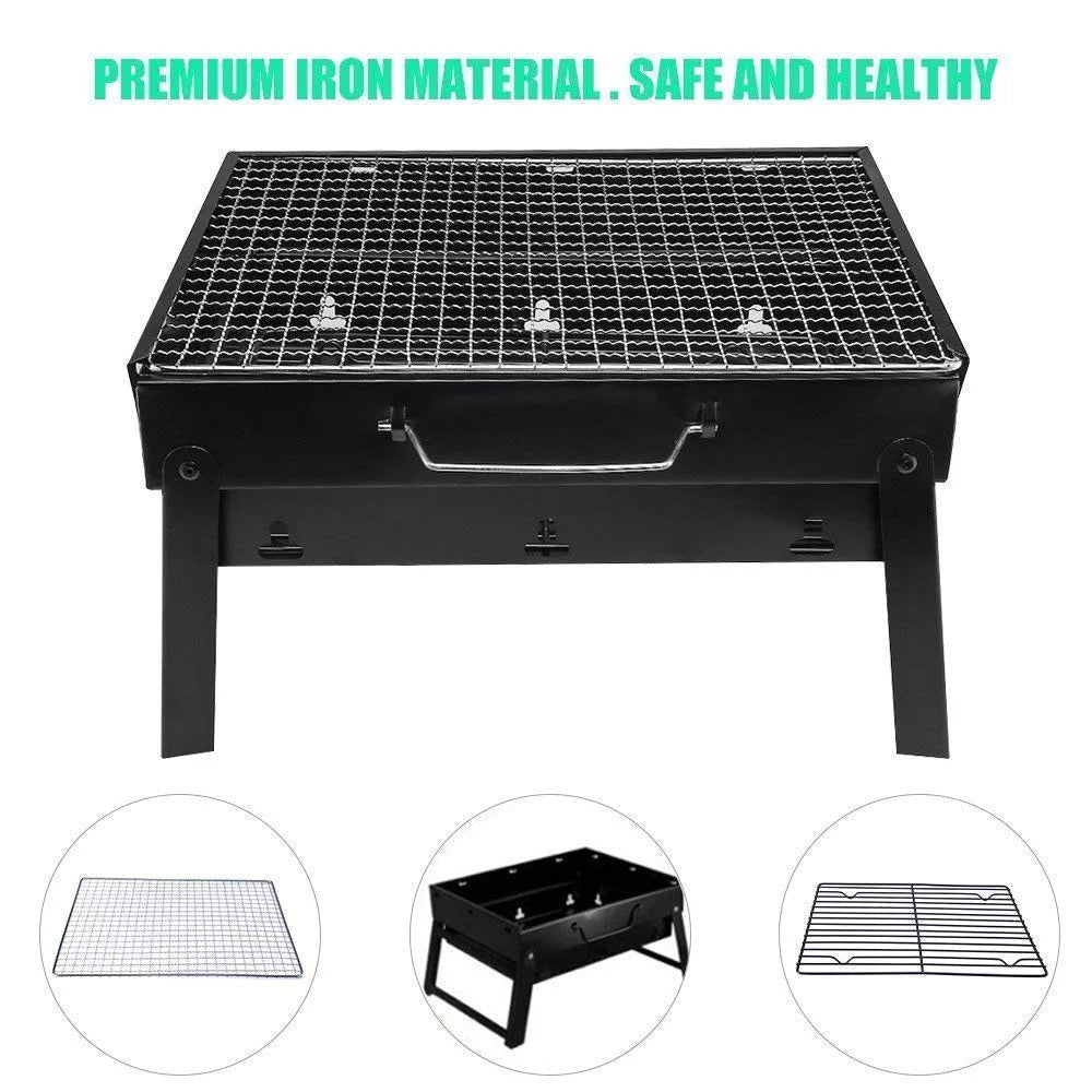 Folding Portable Charcoal BBQ Grill with 10 Pc Stainless Steel Sticks M6271