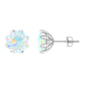 Floral Stud Earrings with Diamond, 925 Sterling Silver Q19812