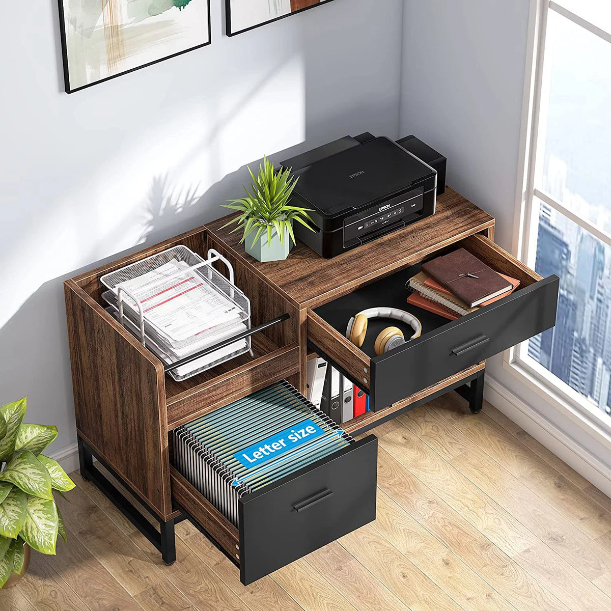 2 Drawer Wood Filing Cabinet H22654