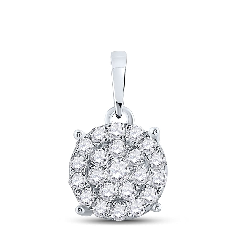 10kt White Gold Diamond Cluster Pendant 1-1/2 Cttw H3511