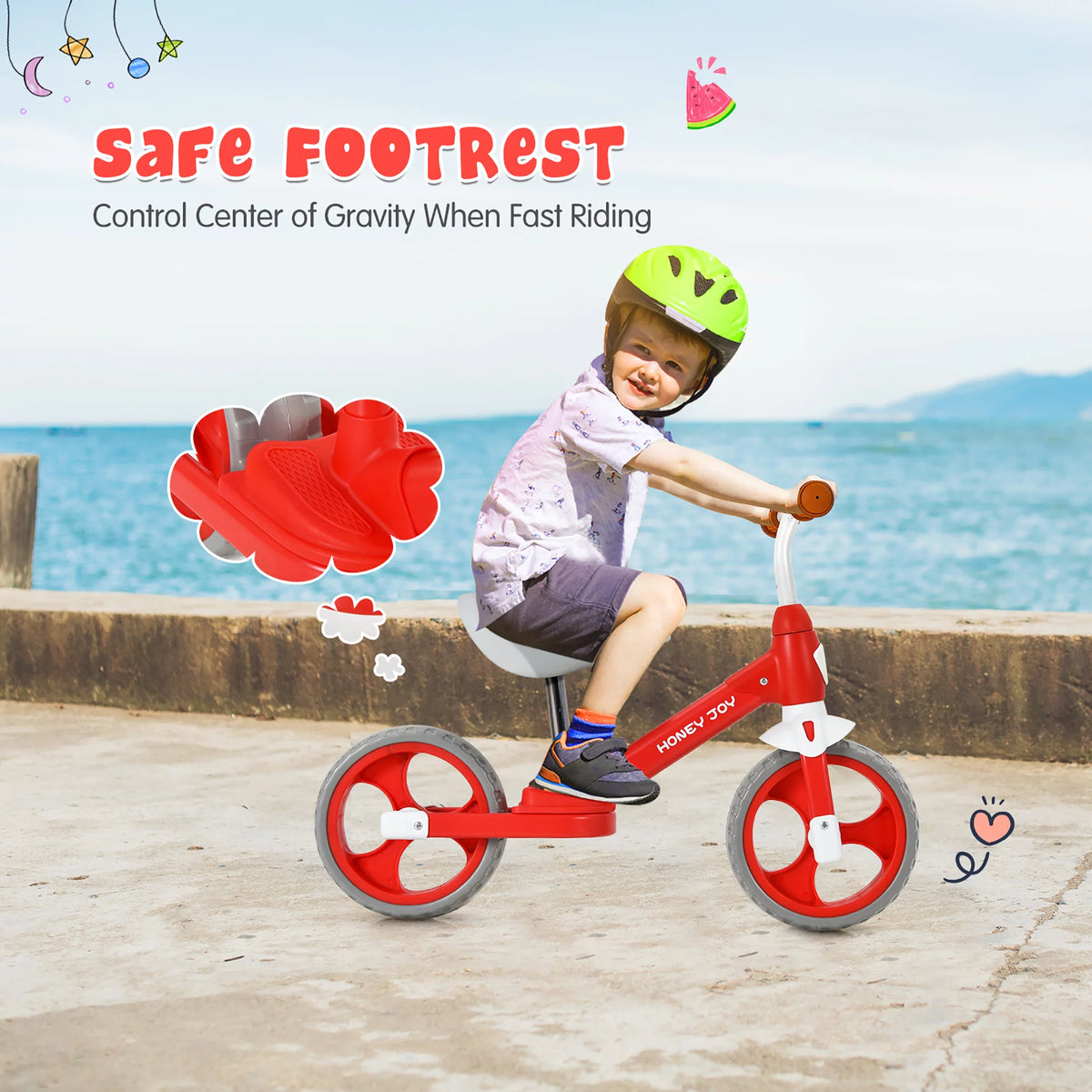 Kids Balance Bike Toddler Training Bicycle Red I6849