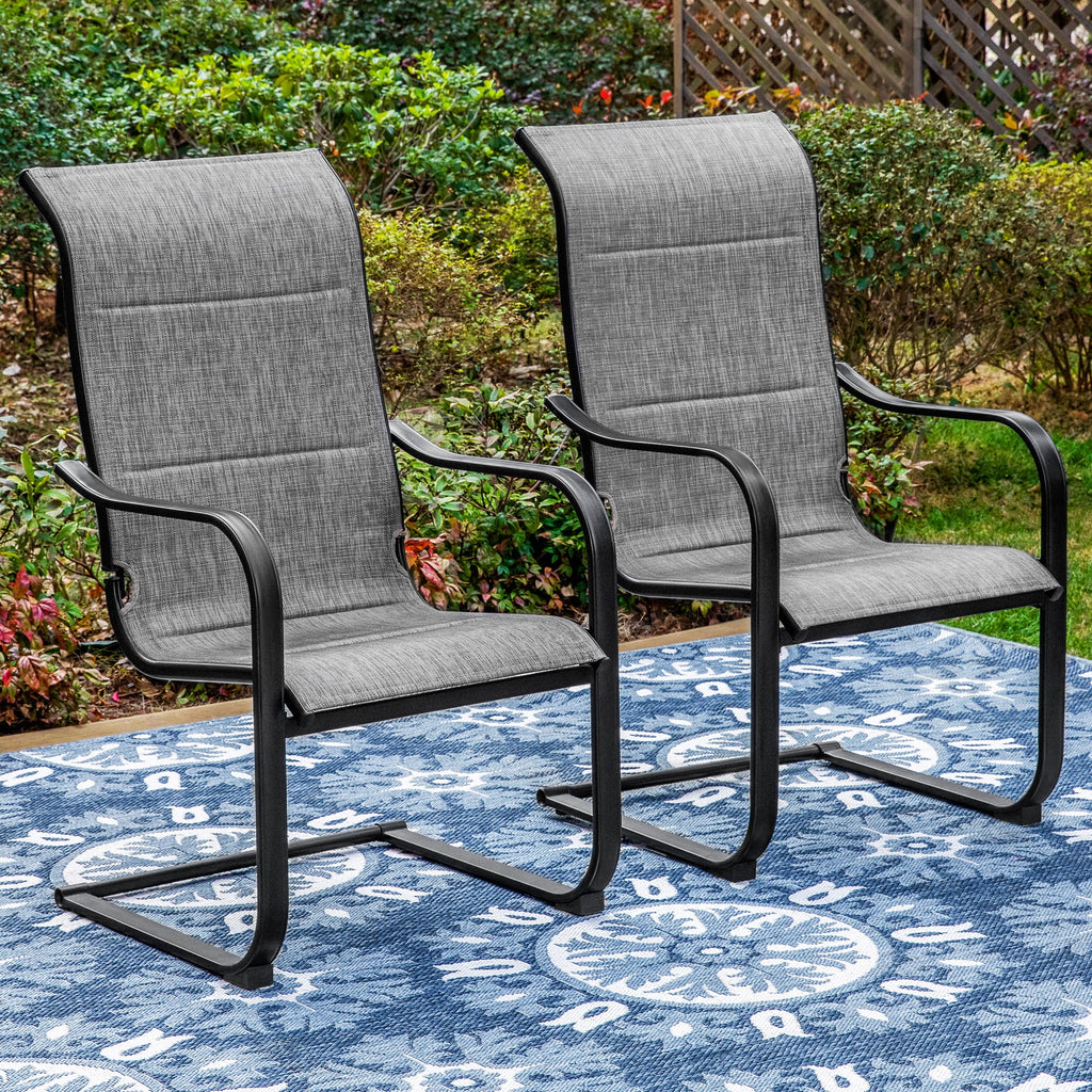 Black&Gray Outdoor Patio Dining Chairs with Padded Seat and Back L751119