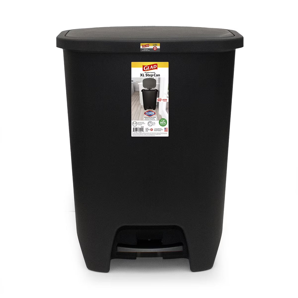 Black Plastic Step-on Kitchen Trash Can W726
