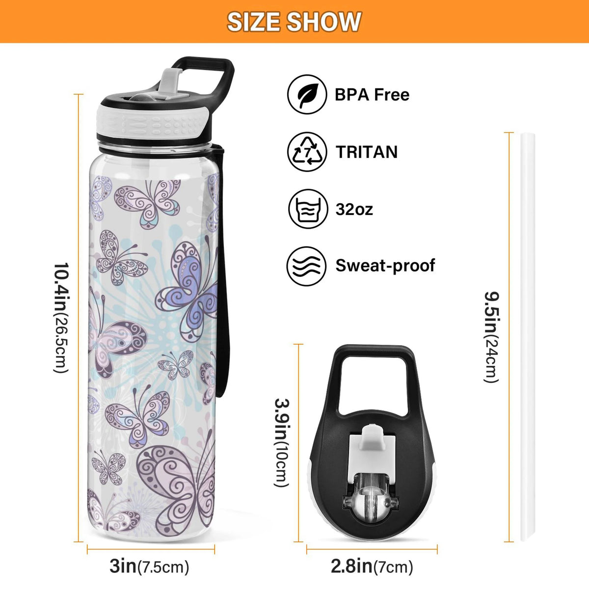32oz Leakproof Tritan Sports Water Bottle with Straw P356