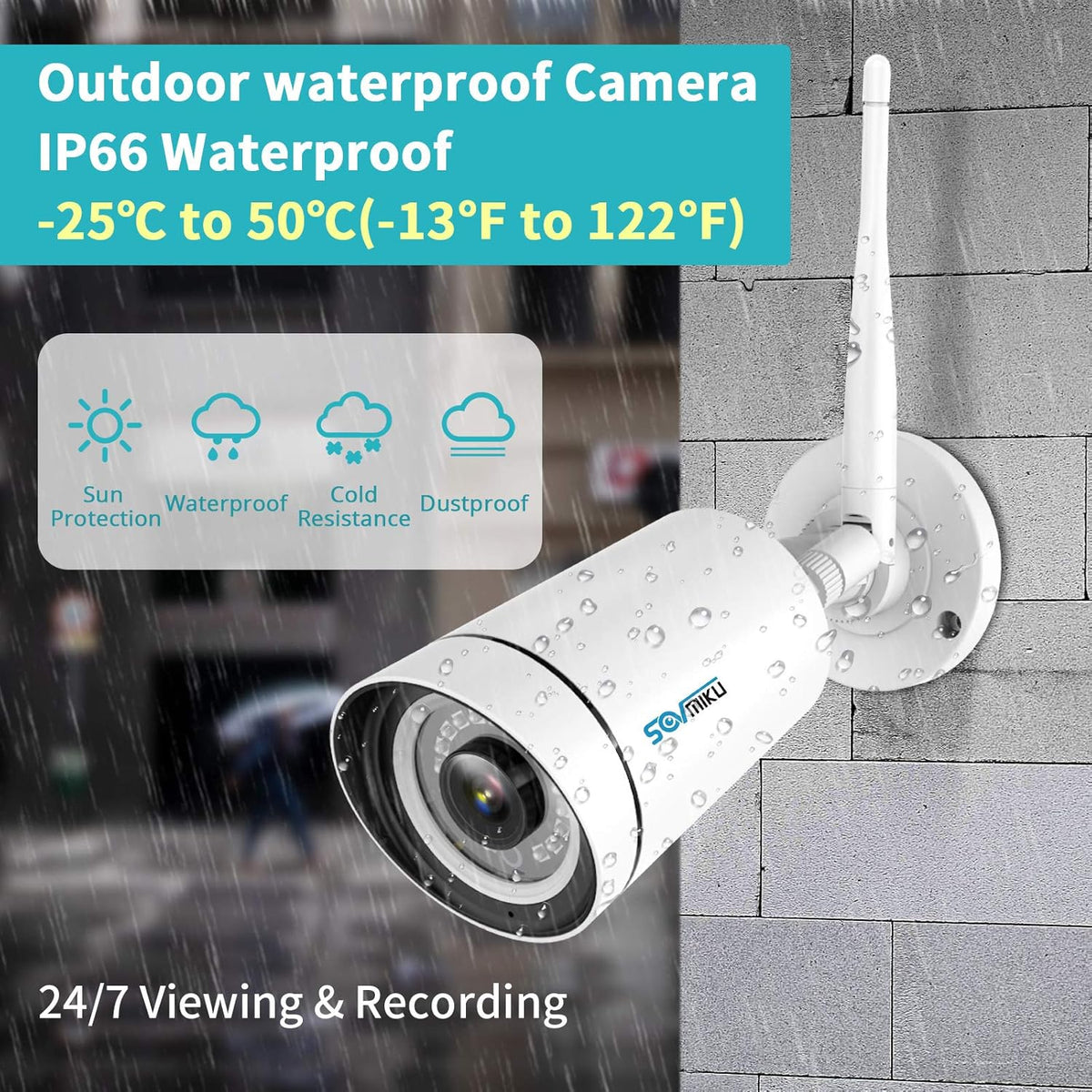 2K WiFi Security Camera System, 8 Channel NVR, Outdoor IP66 Waterproof, Night Vision D91373