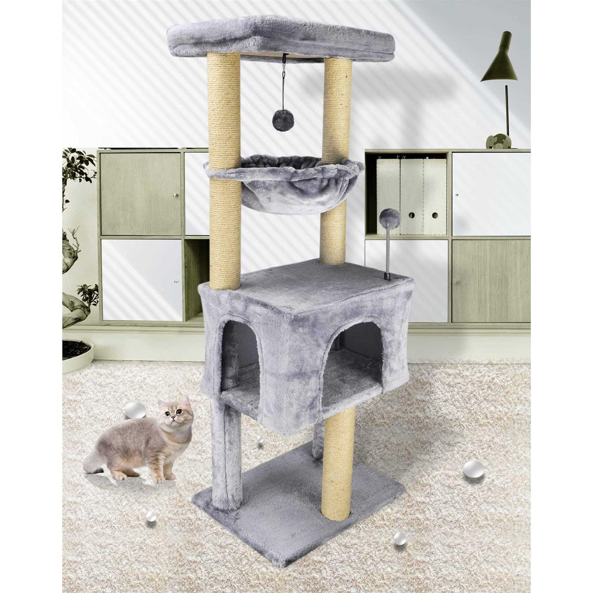 Grey Cat Trees with Cat Houses E72882