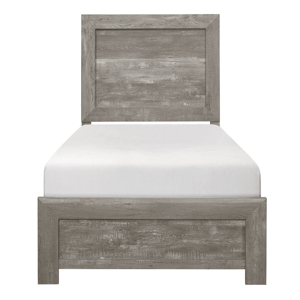 Gray Twin Size Bed and 2 Nightstands 3pc Set X5764