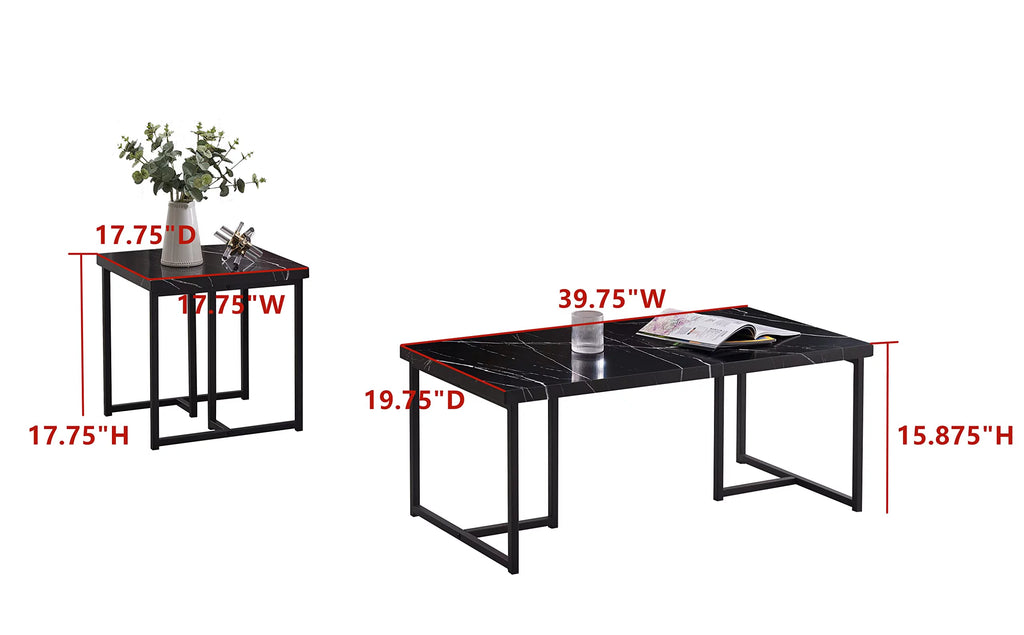 3 Piece Faux Marble Coffee Table End Table Set L651
