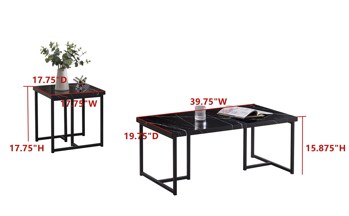 3 Piece Faux Marble Coffee Table End Table Set L651