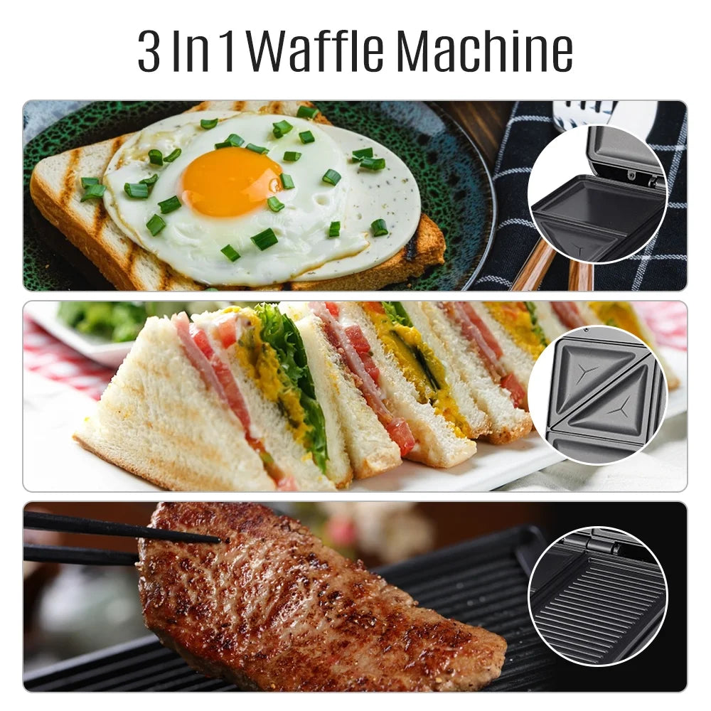 Non-Stick 3in1 Electric Grill Waffle Maker V5617