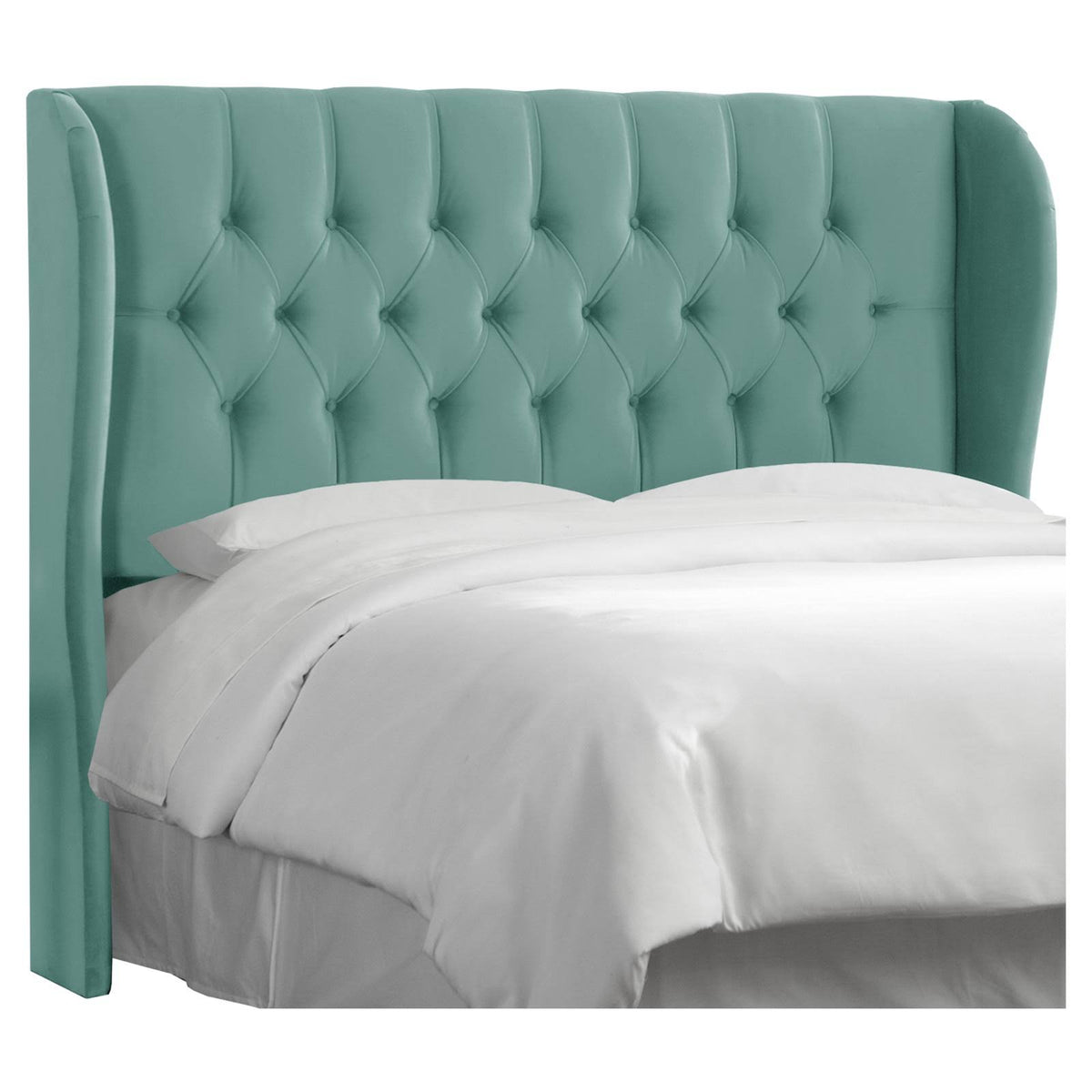 Blue Velvet Tufted Wingback Headboard Queen W352026