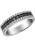 Black & White Diamond Ring in Sterling Silver Y222