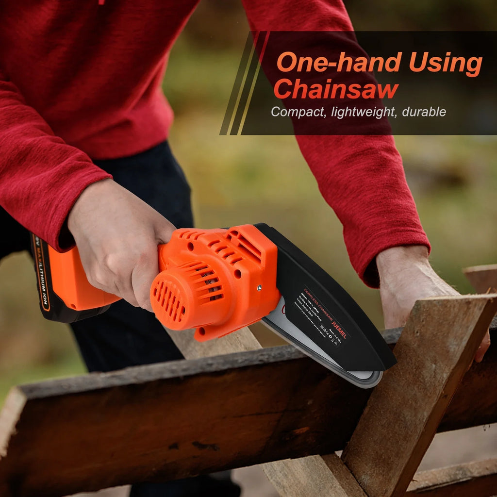 4-inch Cordless Mini Chainsaw with 2 Batteries Q9422