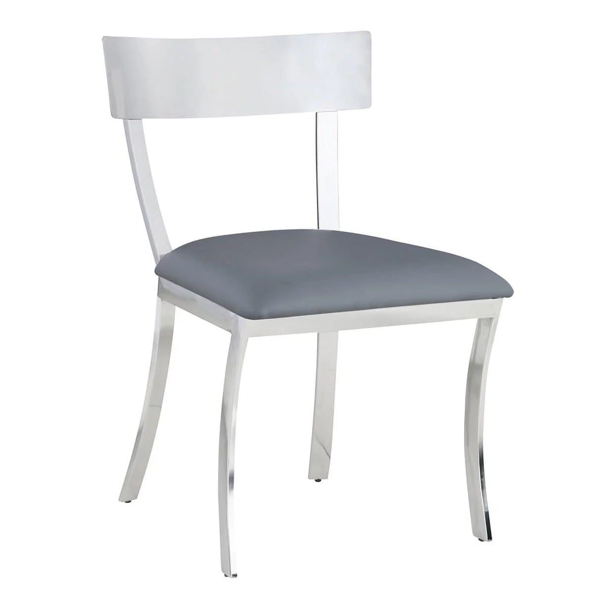 Gray Faux Leather Curved-Back Side Chair Set of 2 K742