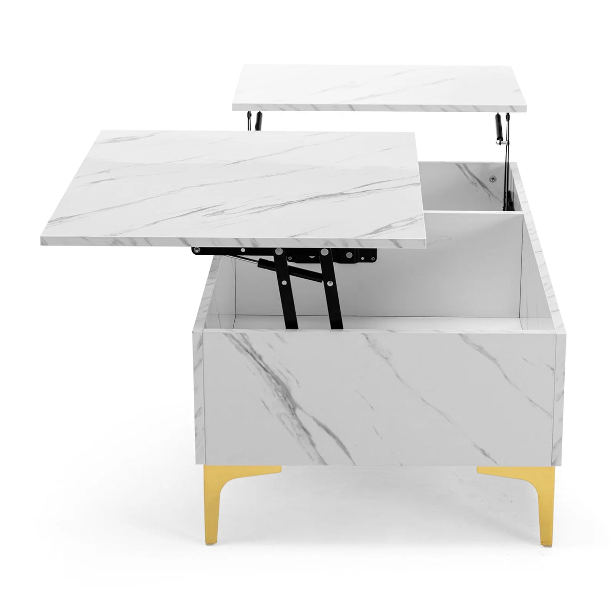 Modern White Lift Top Marble Coffee Table with Storage Z202916