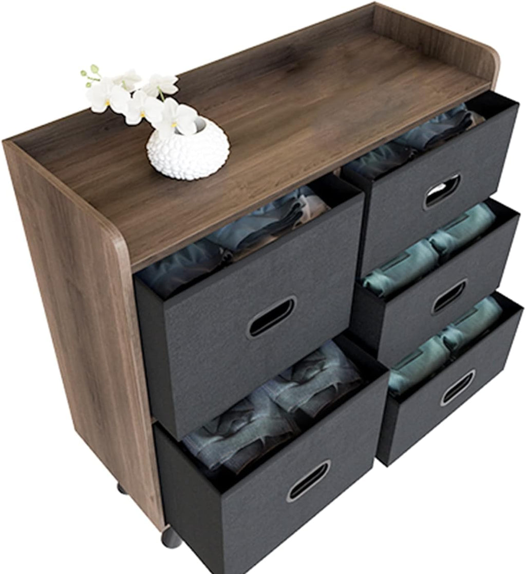 5 Drawers Wood Frame Storage Dresser with Removable Fabric Drawers Q723413