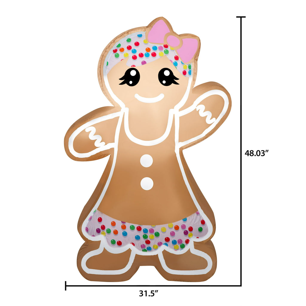 4 Foot Christmas Gingerbread Girl Inflatable V27790