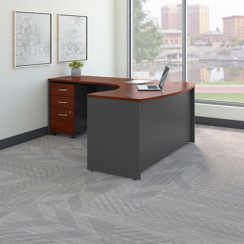 Hansen Cherry L-Shaped Desk with Mobile File Cabinet X5532