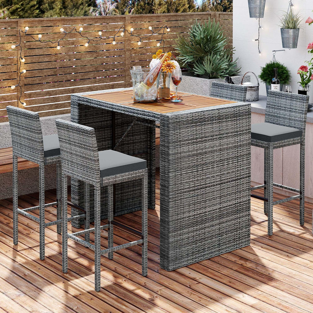 5 Piece Outdoor Rattan Dining Set with Storage Shelf Z58417
