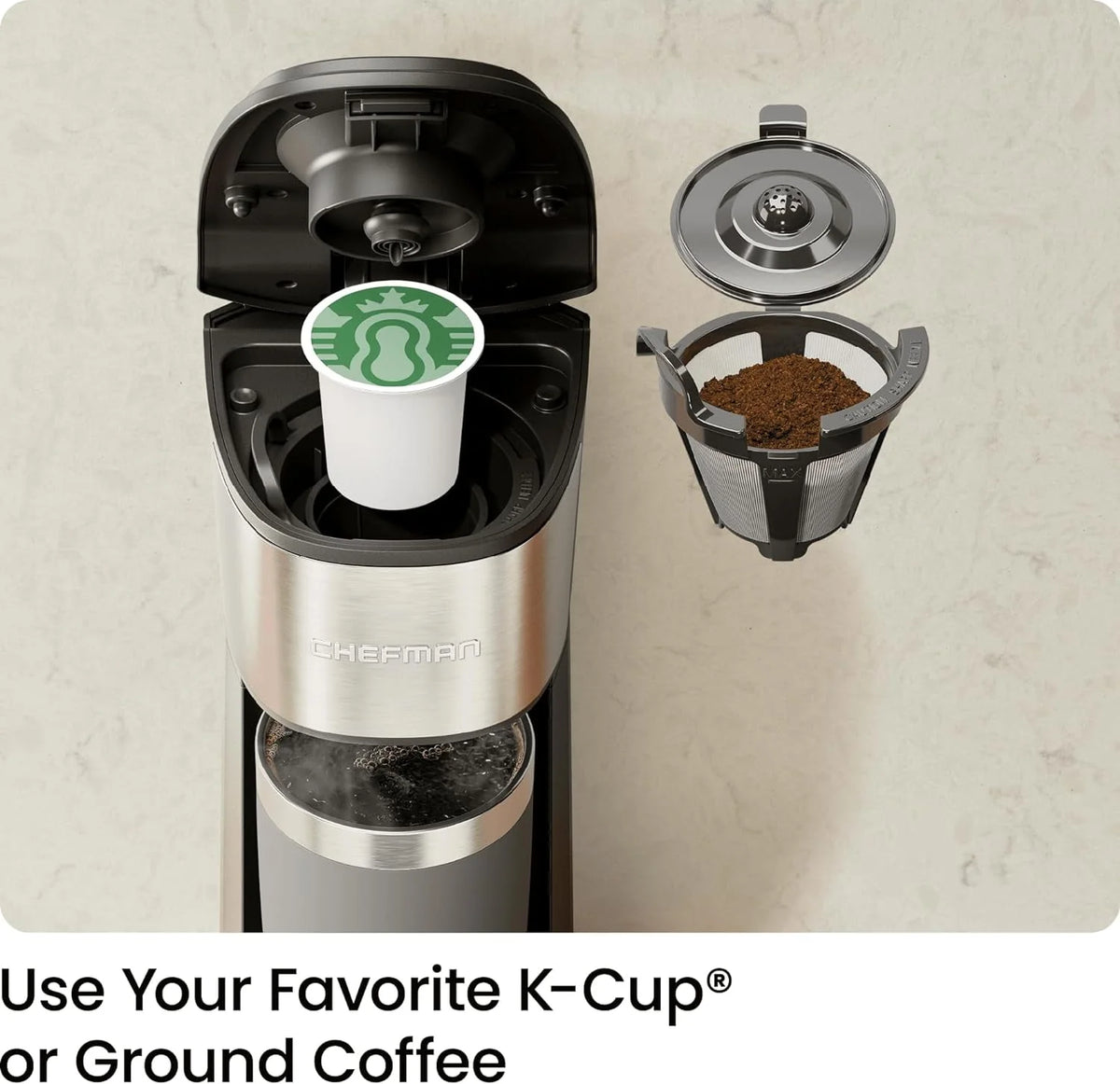 Single Serve Coffee Maker with Reusable Filter, Black X83387