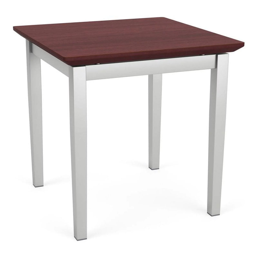 Steel Metal Modern End Table in Silver and Chelsea Mahogany B6066