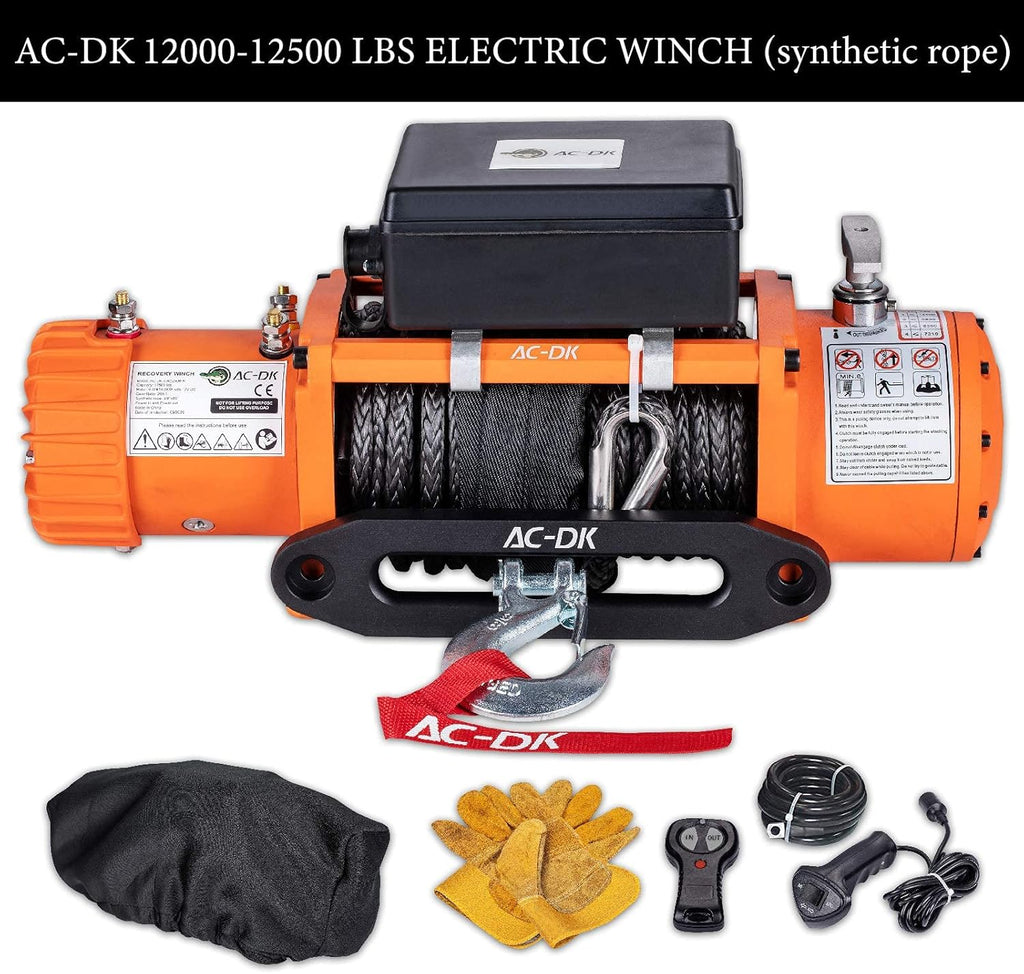 12000 lb Electric Winch with Synthetic Rope, 12V Wireless Remote Waterproof Winch F525