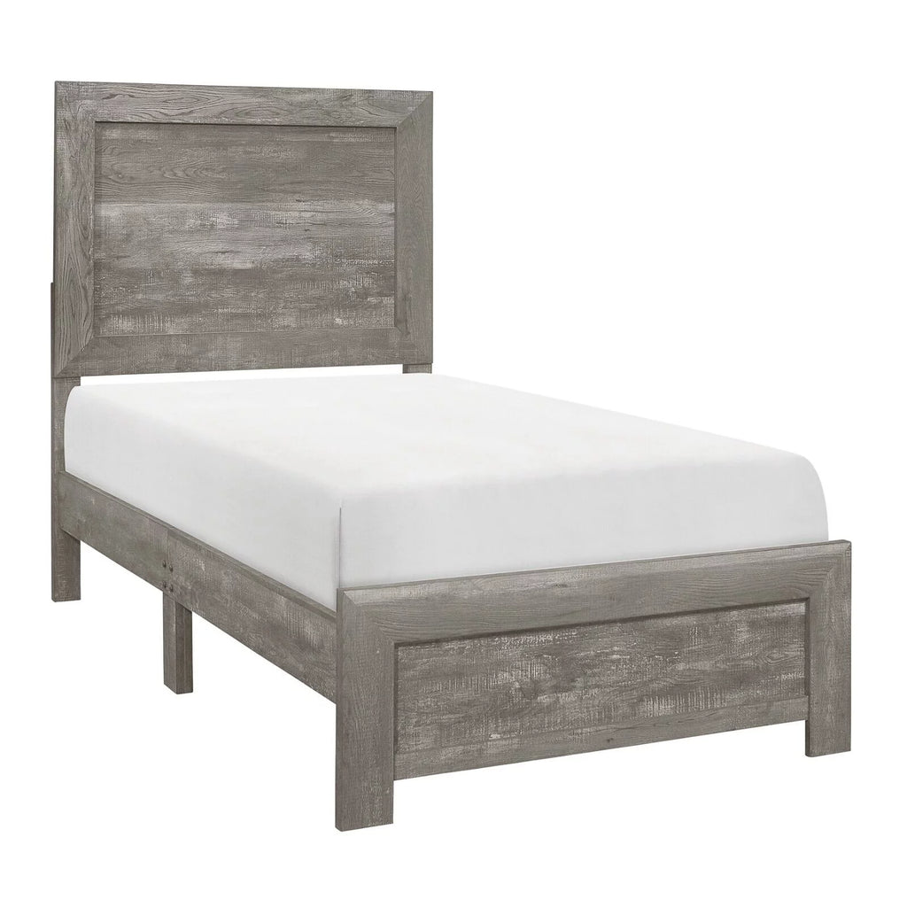 Gray Twin Size Bed and 2 Nightstands 3pc Set X5764