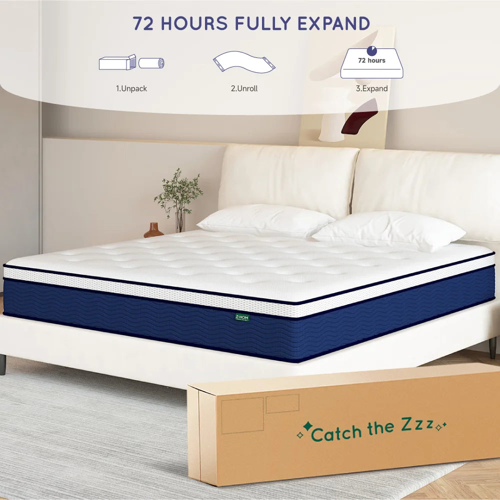 King Size 12 inch Gel Memory Foam Hybrid Mattress B8638