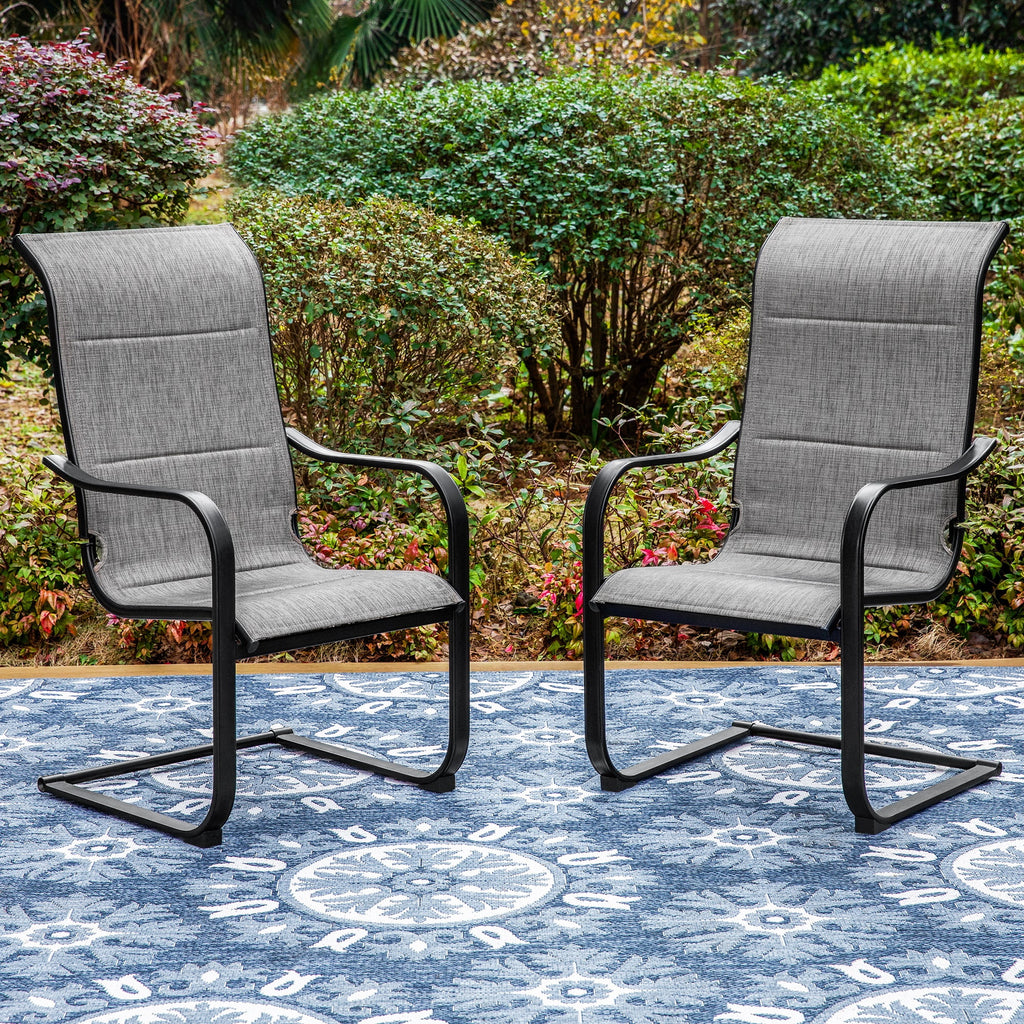 Black&Gray Outdoor Patio Dining Chairs with Padded Seat and Back L751119