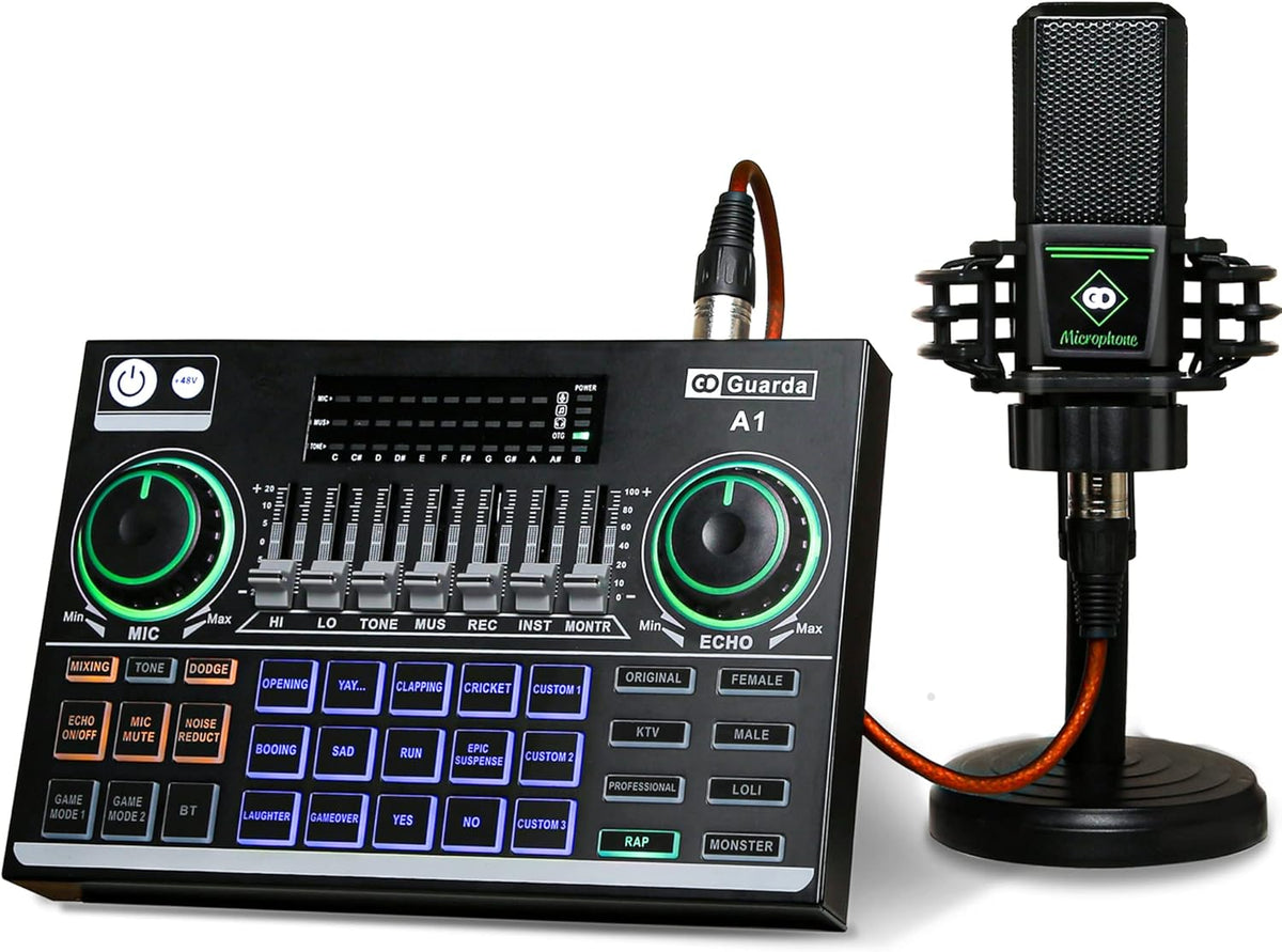 Portable ALL-IN-ONE Podcast Equipment Bundle Kit with DJ Mixer and Sound Card M90852